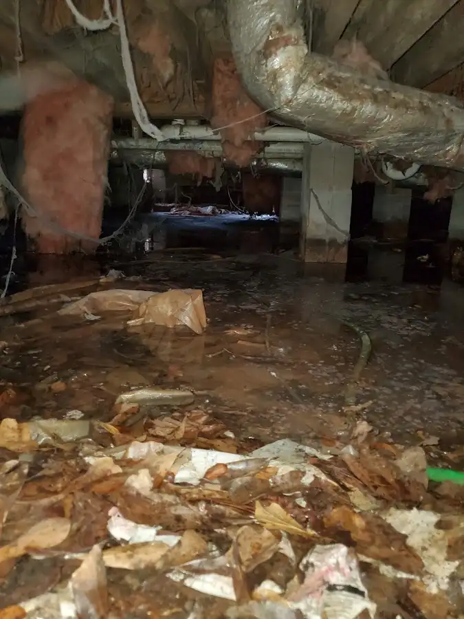 Crawl space flood assessment for Commercial Water Damage Restoration in Bon Air