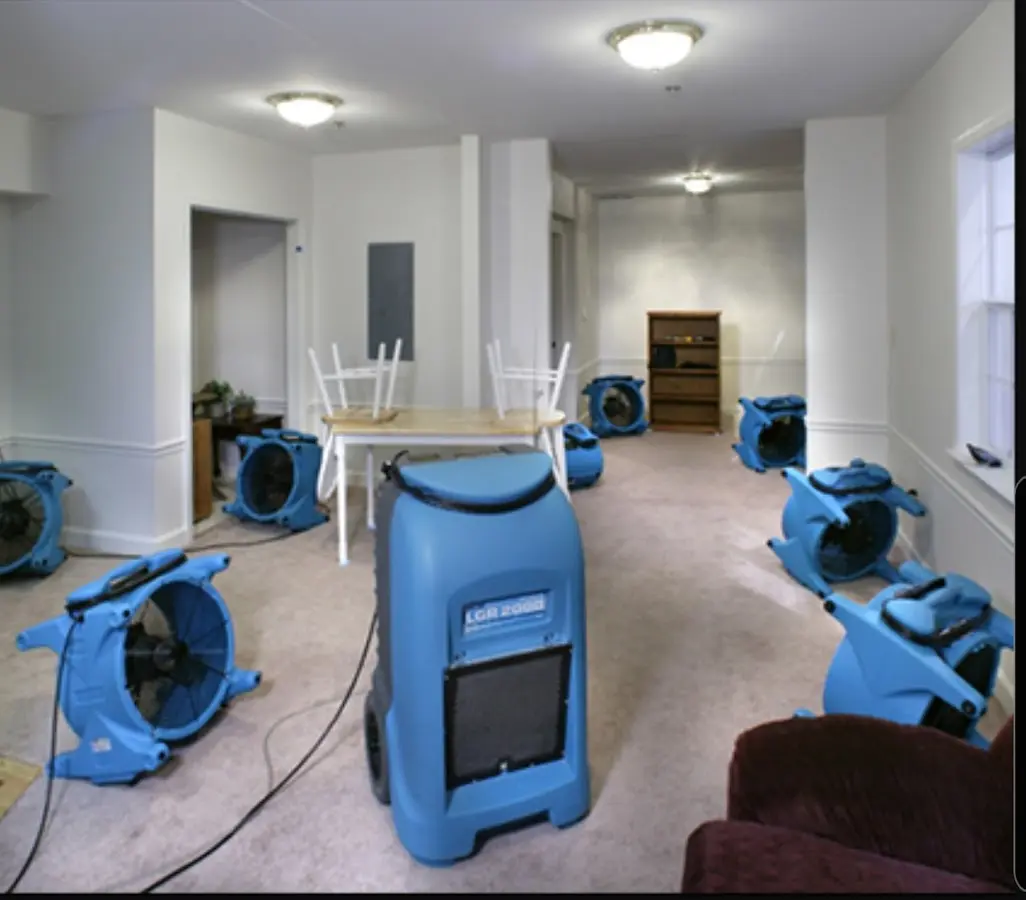 Air movers and dehumidifier setup for Water Extraction & Removal in Bon Air